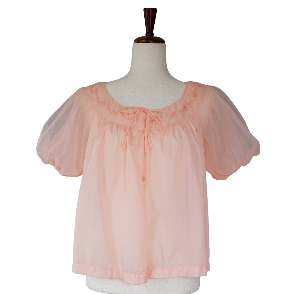 VTG Gotham Lingerie Jacket S Peignoir Nightgown Bed Topper Bridal Coquette Fairy